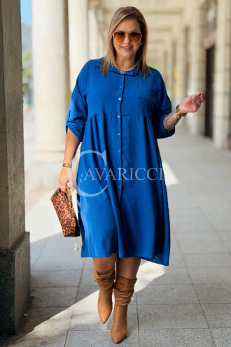 Elegantes Blaukleid FRIEDA – Knielanges Plus-Size-Kleid
