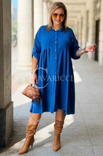 Elegantes Blaukleid FRIEDA – Knielanges Plus-Size-Kleid