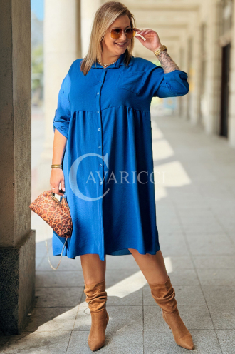 Elegantes Blaukleid FRIEDA – Knielanges Plus-Size-Kleid