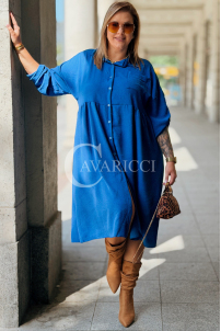 Elegantes Blaukleid FRIEDA – Knielanges Plus-Size-Kleid
