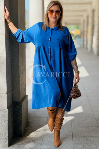 Elegantes Blaukleid FRIEDA – Knielanges Plus-Size-Kleid