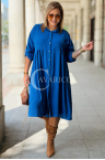 Kleid FRIEDA – Elegante Länge unter dem Knie und Kragen in Kornblumenblau