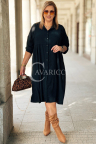 Kleid FRIEDA – Elegante Länge unter dem Knie und Kragen in Schwarz