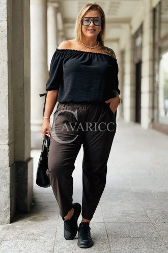 Spodnie ZARAH Carrot-Fit Plus Size | Czekoladowy
