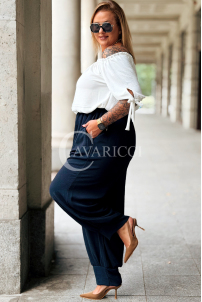 Marineblaue Hose ZENTA – Locker mit Gummibund und Taschen
