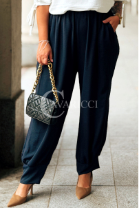 Marineblaue Hose ZENTA – Locker mit Gummibund und Taschen