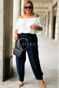 Marineblaue Hose ZENTA – Locker mit Gummibund und Taschen