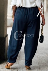 Marineblaue Hose ZENTA – Locker mit Gummibund und Taschen