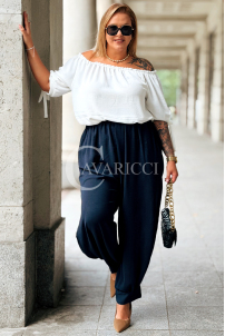 Marineblaue Hose ZENTA – Locker mit Gummibund und Taschen