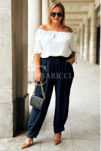 Marineblaue Hose ZENTA – Locker mit Gummibund und Taschen