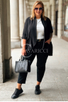 LENI Damen-Überwurf Locker mit Taschen Universaler Schnitt in Schwarz