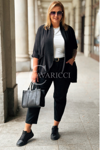 LENI Narzutka Damska Luźna mit Taschen | Schwarz