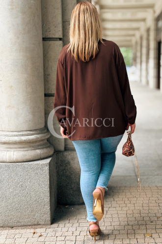 VITTORIA Koszula Oversize Schokolade – Langarm mit Kragen