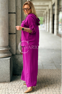 LORELI Komplet z Kapturem – Purpurowy Zestaw Bluza+Spodnie