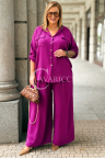 LORELI Set mit Kapuzenbluse und weiten Hosen in Purpur