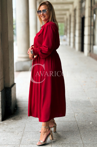 Sukienka GRETA Plus Size Wino – Złote Guziki Midi