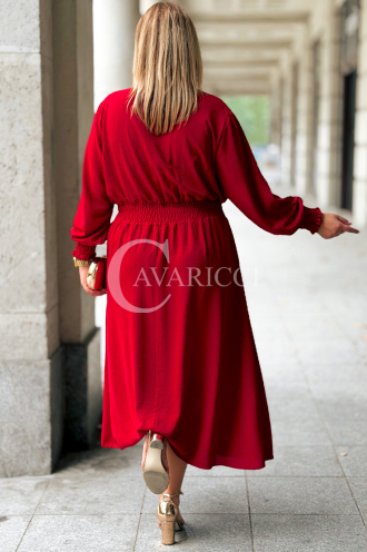 Sukienka GRETA Plus Size Wino – Złote Guziki Midi