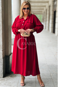 Sukienka GRETA Plus Size Wino – Złote Guziki Midi