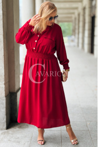 Sukienka GRETA Plus Size Wino – Złote Guziki Midi