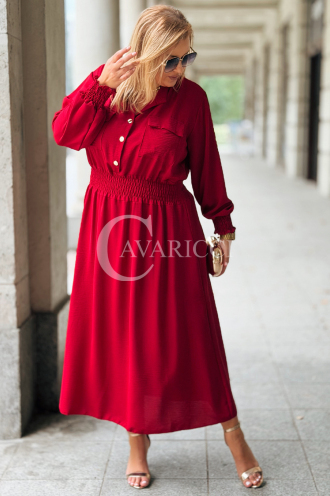 Sukienka GRETA Plus Size Wino – Złote Guziki Midi