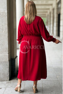 Sukienka GRETA Plus Size Wino – Złote Guziki Midi