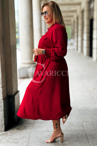 Sukienka GRETA Plus Size Wino – Złote Guziki Midi
