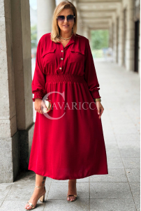 Sukienka GRETA Plus Size Wino – Złote Guziki Midi