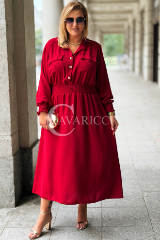 Sukienka GRETA Plus Size Wino – Złote Guziki Midi