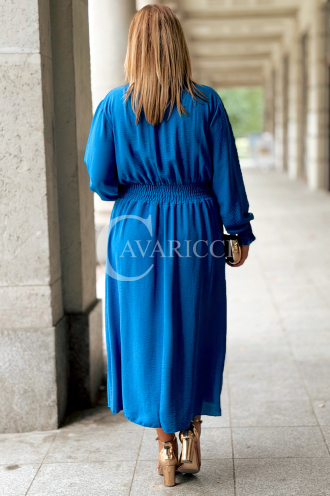 Sukienka GRETA Plus Size Chabrowa – Złote Guziki Midi
