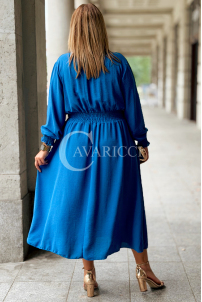 Sukienka GRETA Plus Size Chabrowa – Złote Guziki Midi