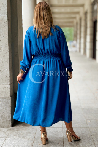 Sukienka GRETA Plus Size Chabrowa – Złote Guziki Midi