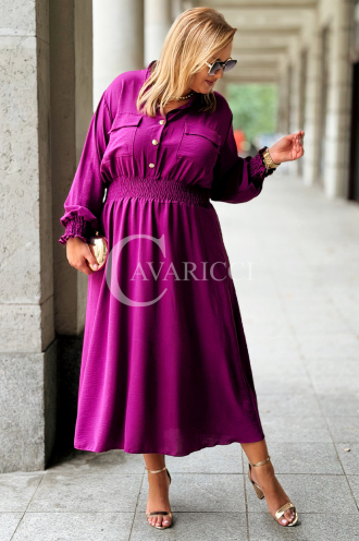 Sukienka GRETA Plus Size Szmizjerka Purpurowa | 89 zł
