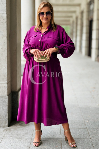 Sukienka GRETA Plus Size Szmizjerka Purpurowa | 89 zł