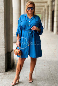 CLARA Szmizjerka Plus Size Chaber mit Bindegürtel