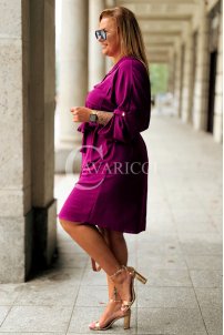 CLARA Szmizjerka Plus Size z Wiązaniem – Purpura