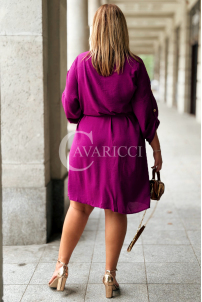 CLARA Szmizjerka Plus Size z Wiązaniem – Purpura