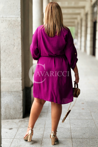 CLARA Szmizjerka Plus Size z Wiązaniem – Purpura