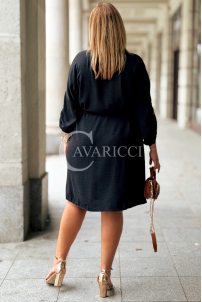 CLARA Szmizjerka Plus Size Czarna z Wiązaniem | 89 zł