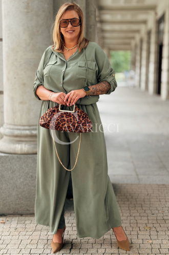 LORELI Komplet Khaki – Bluza z Kapturem i Spodnie