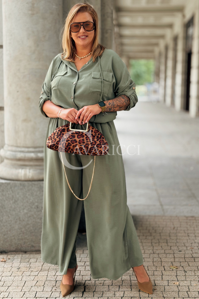 LORELI Komplet Khaki – Bluza z Kapturem i Spodnie