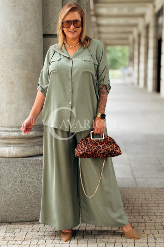 LORELI Komplet Khaki – Bluza z Kapturem i Spodnie