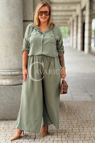 LORELI Komplet Khaki – Bluza z Kapturem i Spodnie