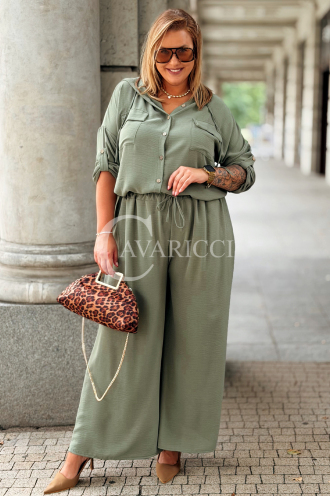 LORELI Komplet Khaki – Bluza z Kapturem i Spodnie