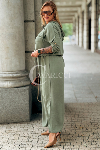 LORELI Komplet Khaki – Bluza z Kapturem i Spodnie