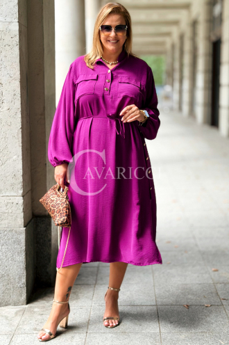 ROSALIE Elegancka Sukienka Plus Size w Kolorze Purpurowym