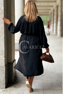ROSALIE Elegantes Schwarzes Kleid Plus Size mit Knöpfen