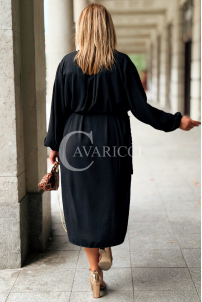 ROSALIE Elegantes Schwarzes Kleid Plus Size mit Knöpfen