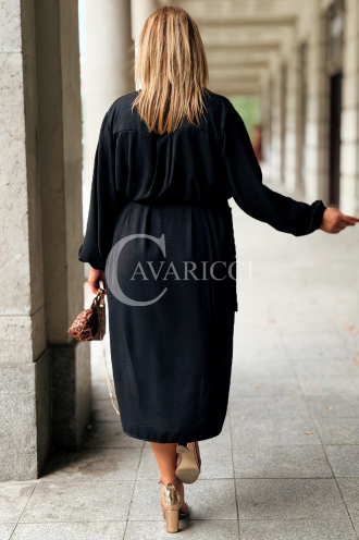 ROSALIE Elegantes Schwarzes Kleid Plus Size mit Knöpfen