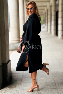 ROSALIE Elegantes Schwarzes Kleid Plus Size mit Knöpfen