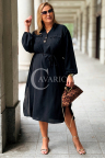 ROSALIE Elegantes Kleid mit Dekorativen Seitenknöpfen in Schwarz
